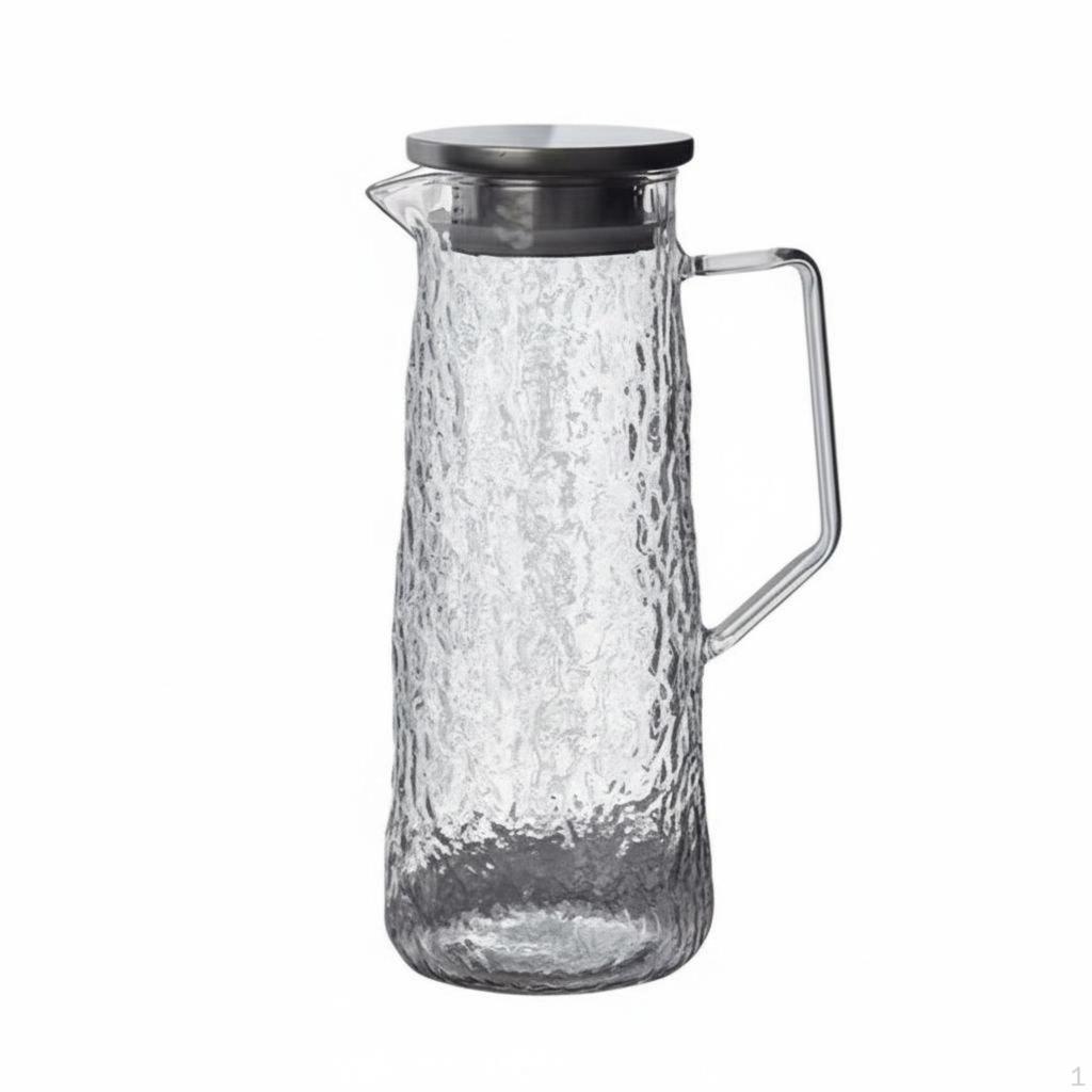 Hammered Glass Pitcher Large Capacity Borosilicate Tea Pot Heat Resistant Cold Water Jug
