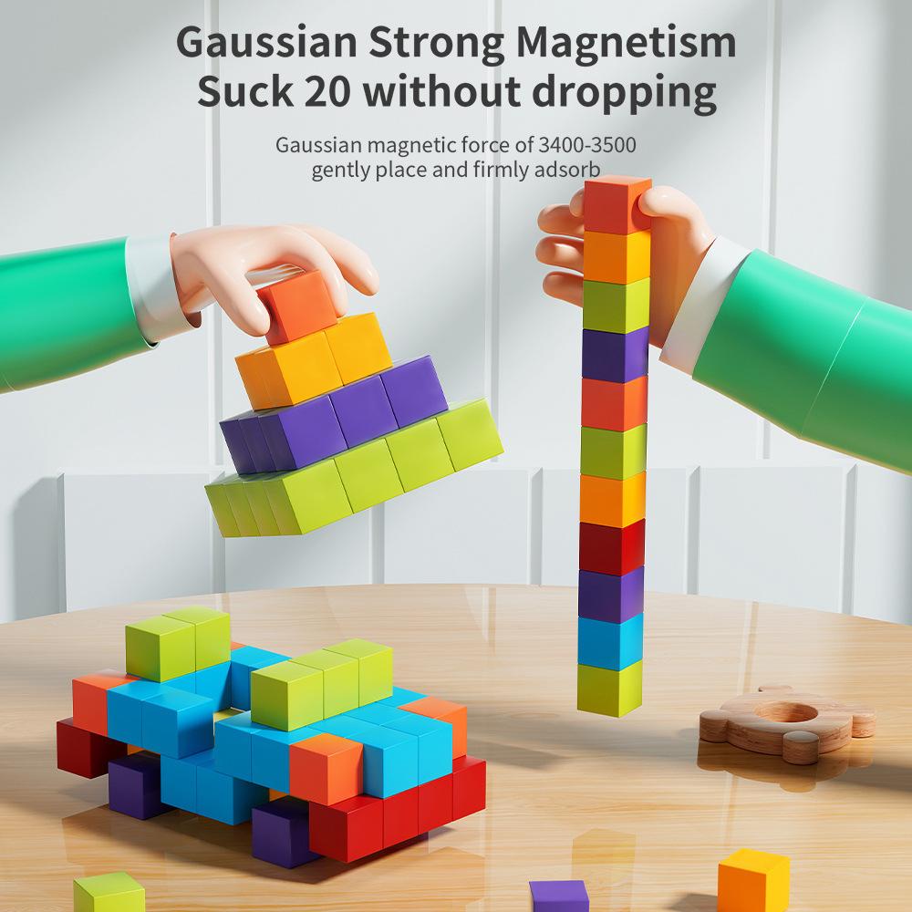 Magnetic Square Magnet Magnetic Building Block Children'S Assembly Educational Toys Color Box Gift Box
