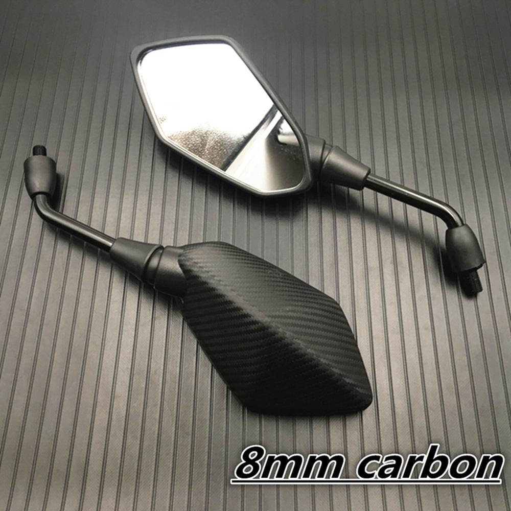 1 Pair Universual Carbon Fiber Motorcycle Mirror Scooter E-Bike Rearview Mirrors Electrombile Back Side Convex Mirror 8mm 10mm