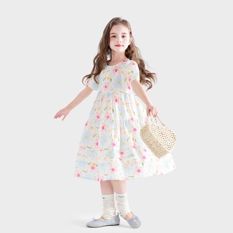 TuTu Little Elephant Girls' 100% Cotton Floral Princess Dress