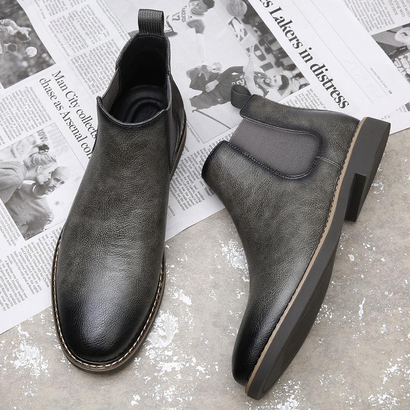 Large Size Chelsea Boots Men's 2025 Fall/Winter Coloring Fashion Vintage British Martin Boots Fleece Boots