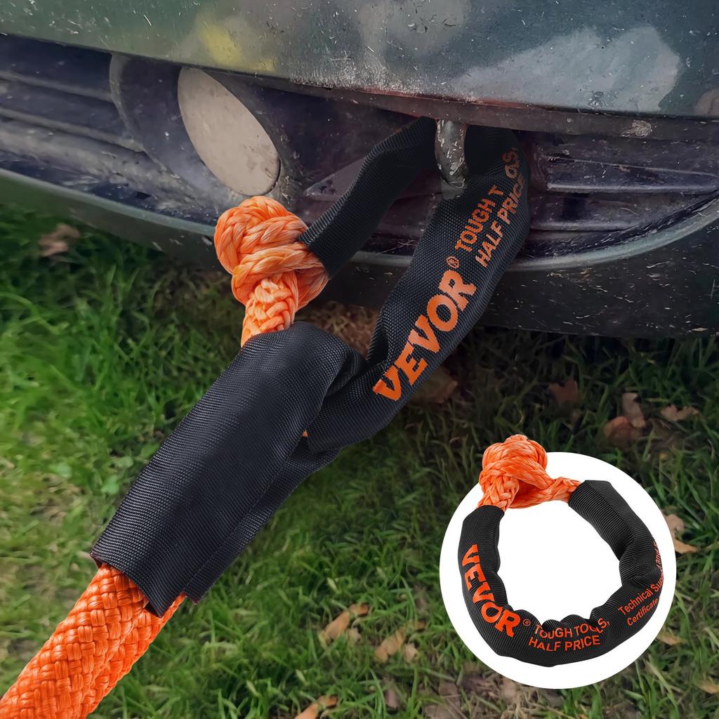 VEVOR Soft Shackle Synthetic Recovery Rope 2PCS 1.3x56 cm 20 Ton Break Strength