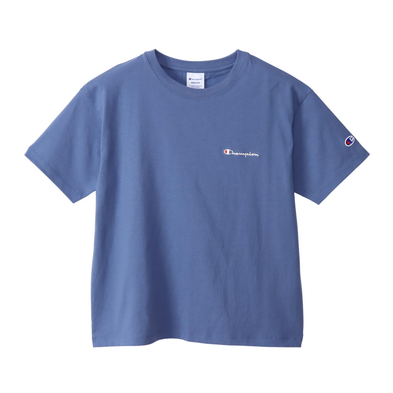 

Champion Basic Short Sleeve Crew Neck Cotton USA Relax Fit Garment Wash with Embroidered Script Logo Women s 100% T-Shirt (CW-X337-350-L)