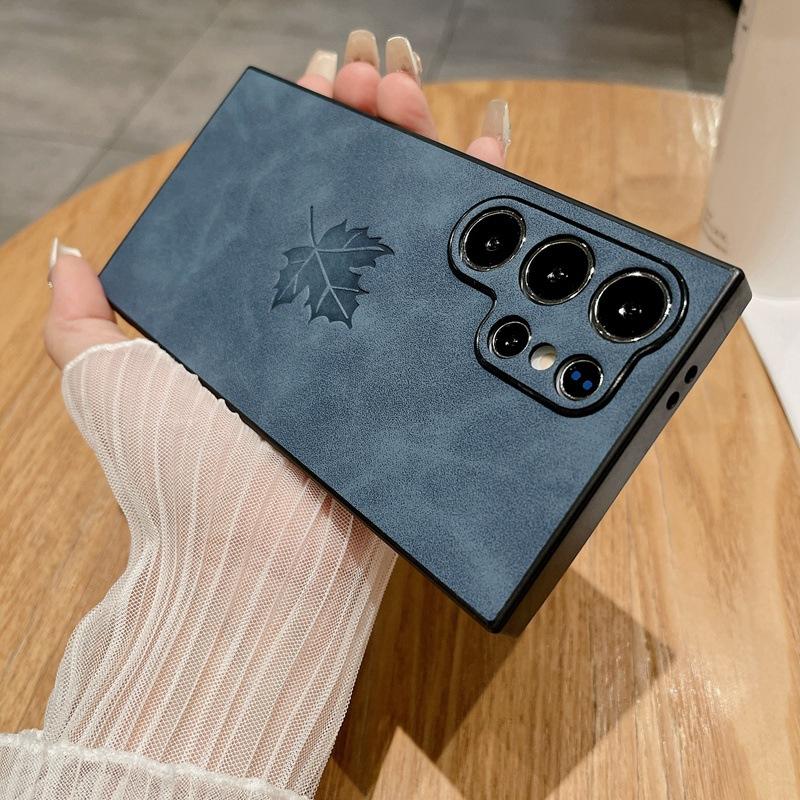 Applicable To Samsung S25u Mobile Phone Case, New Skin Feeling S24 Lambskin Maple Leaf Note20 Anti-drop Cover 34A56 All-inclusive