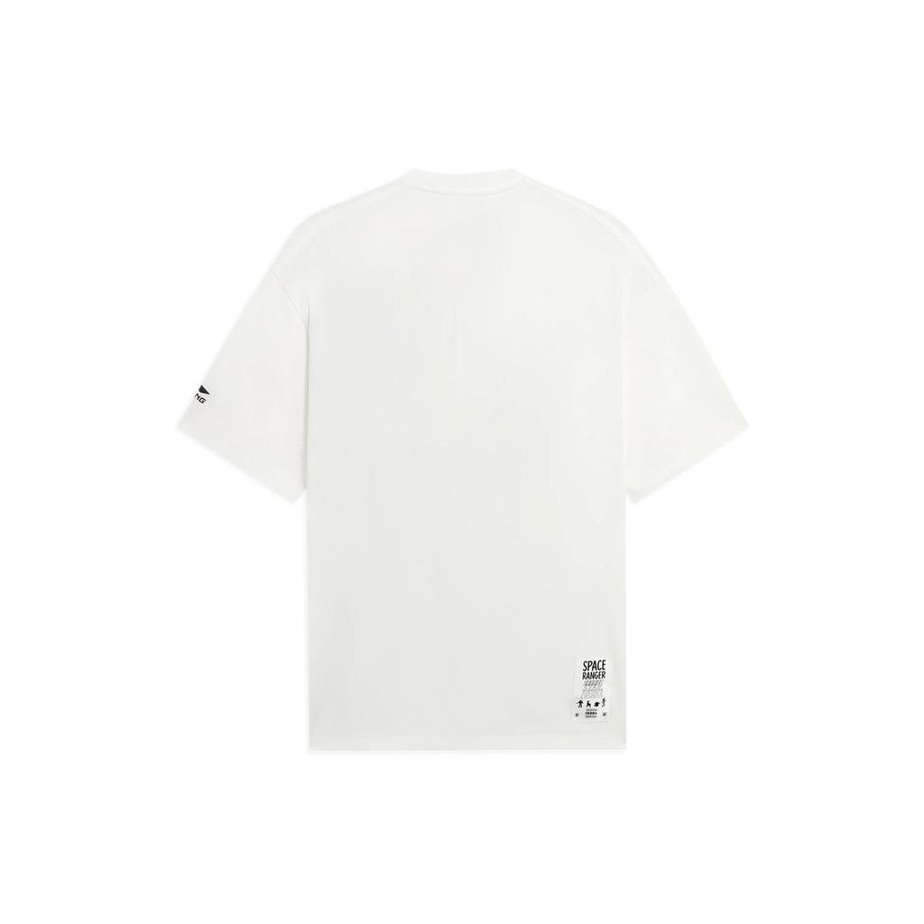 Li-Ning Cartoon Fun Print Casual Loose Short Sleeve T-Shirt Unisex Tops White AHSS703-2