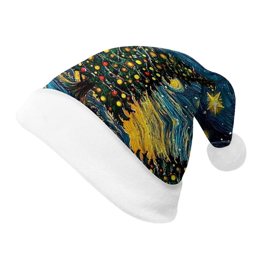 2024 Nowy Pluszowy Aksamitny Dwustronny Polarowy Kapelusz Świąteczny dla Dorosłych i Dzieci - Wesołych Świąt Personalizowany Wzór