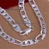 European & American Men's 12MM Silver-Plated Flat Curb Chain Necklace by TikTok TEMU