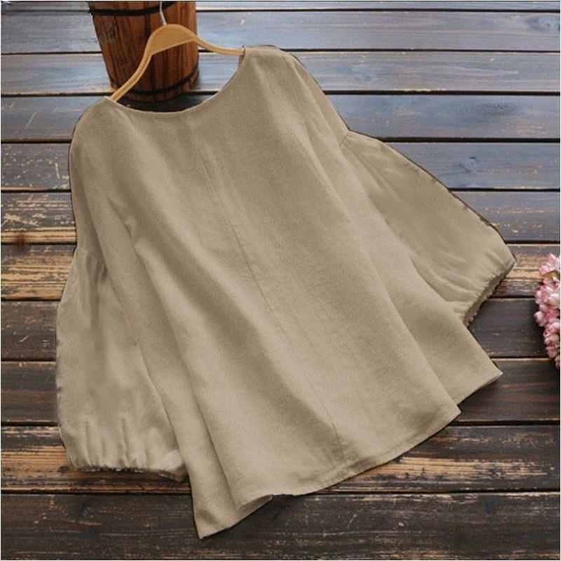 Spring and Summer Women's T-shirt Lantern Sleeve Loose Casual Shirt Round Neck Women's Top