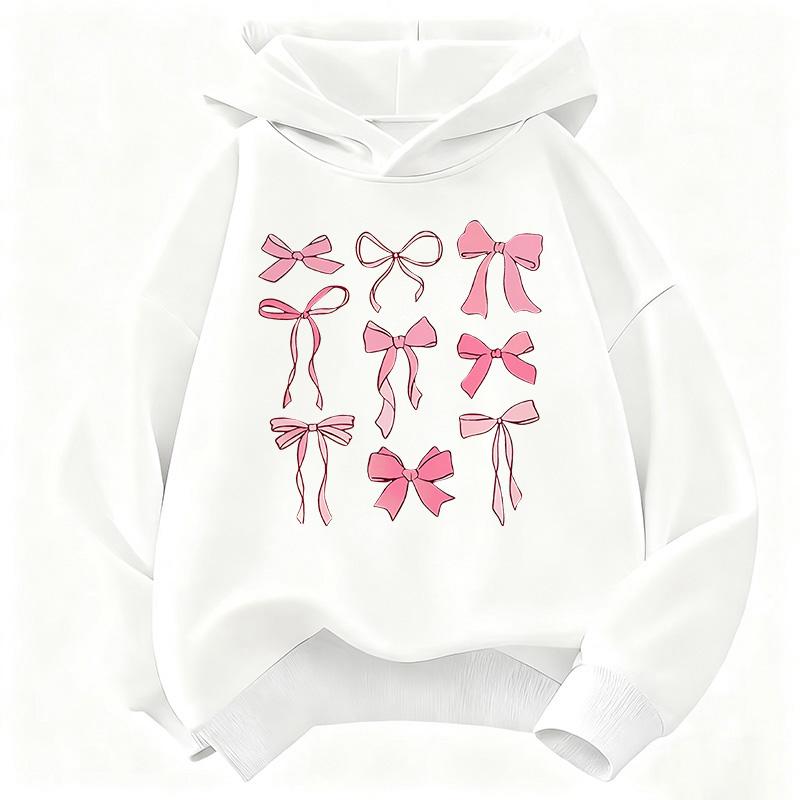 Pink Color Bow Design Hoodie Children's Sweatshirt for Boys Girls Autumn Casual