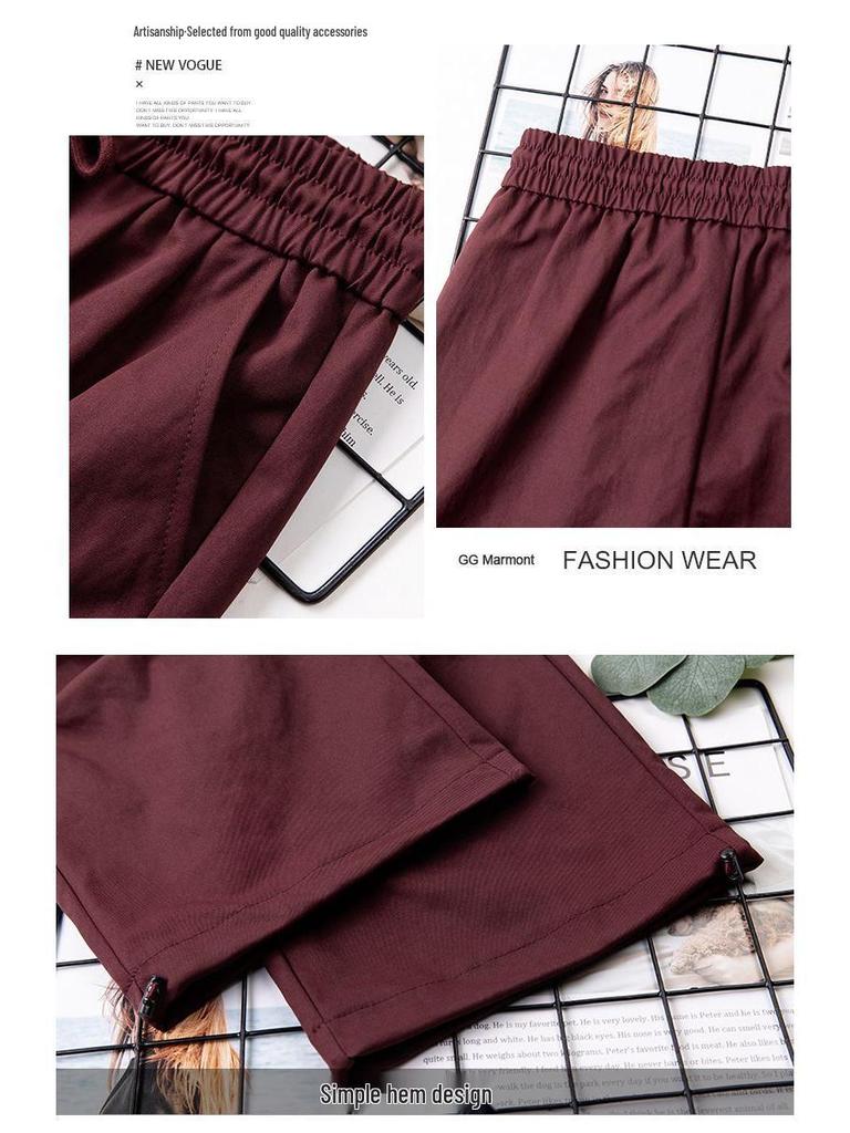 Ankela Women's Wide Leg Red Work Pants - Multi-Pocket, Straight Leg Casual Sports Pants for Autumn/Winter 2026.