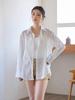 White Washed Cotton Linen Long Sleeve Shirt - Spring/Summer 2026 Sun Protective Loose Cardigan Top