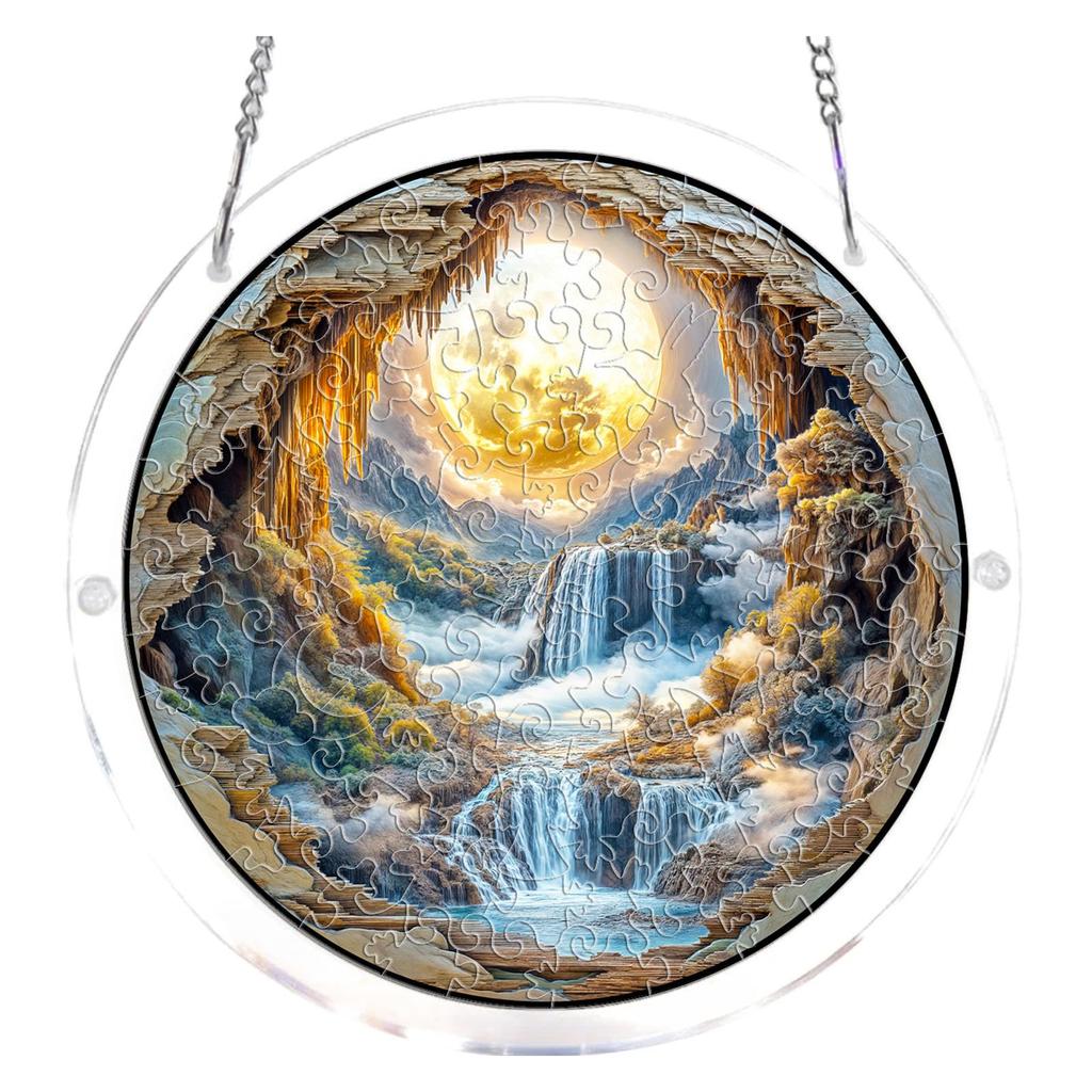 Acrylic Puzzle Sun Catcher Window Ornament 2D Design Three Layers Single Layer 2mm Thickness Circular Shape Hanging Decoration