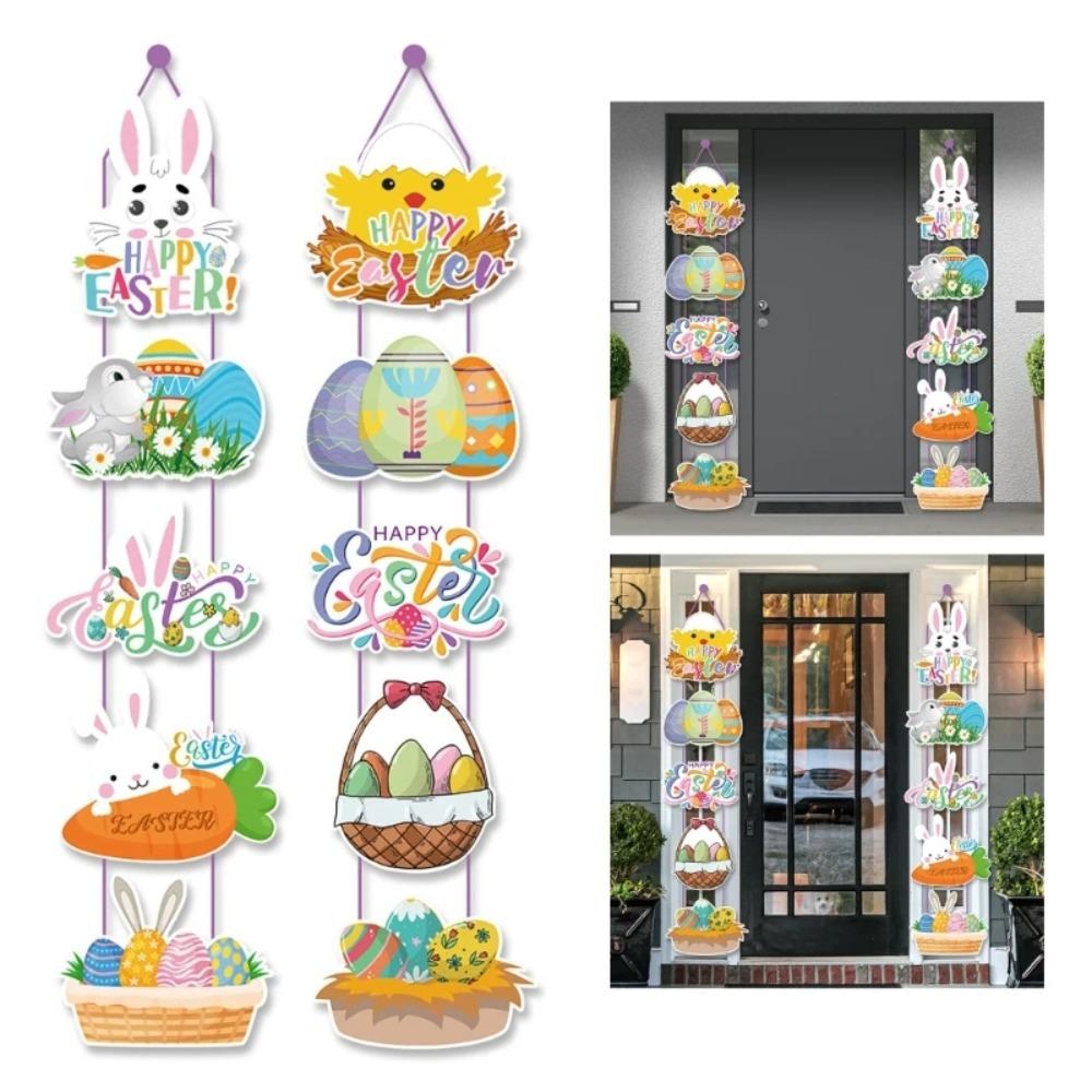 Cute Easter Rabbit Door Pendant Cartoon Party Door Couplet Happy Easter Wall Decor  Kids Gift