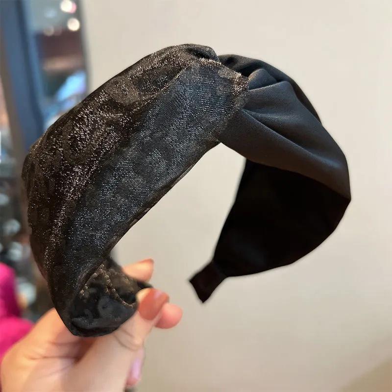 New Vintage Patchwork Headband Wide Edge Leopard Mesh Cross Headband Clip Women's Hair Accessories