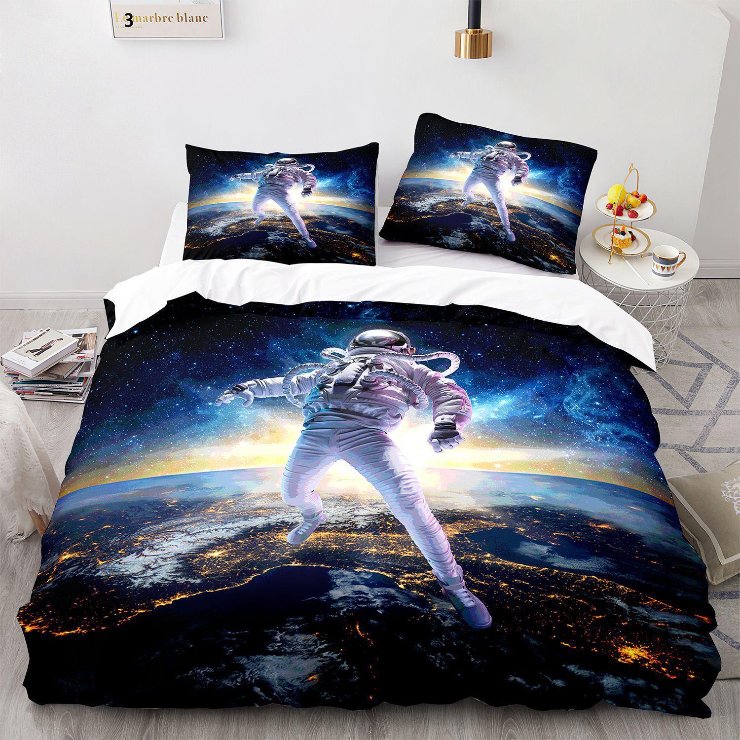 

Home Textiles Cartoon Astronaut Quilt Cover Digital Printing Three-Piece Set 3D 140*210cm