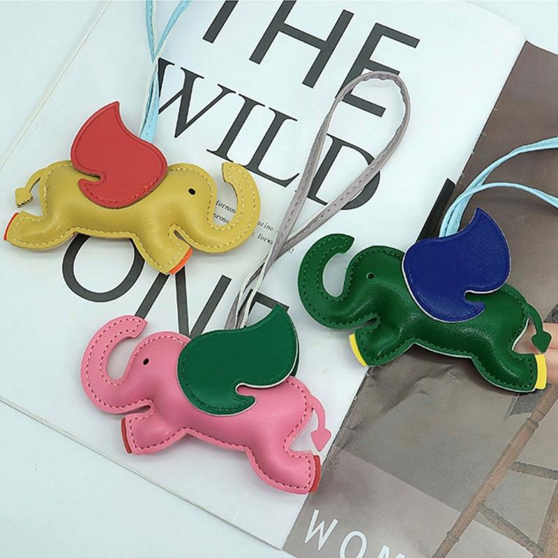 Cute Elephant Bag Pendant Keychain Chic PU Leather Keychains Phone Straps Chain Stylish Keyring for Fashion Enthusiasts