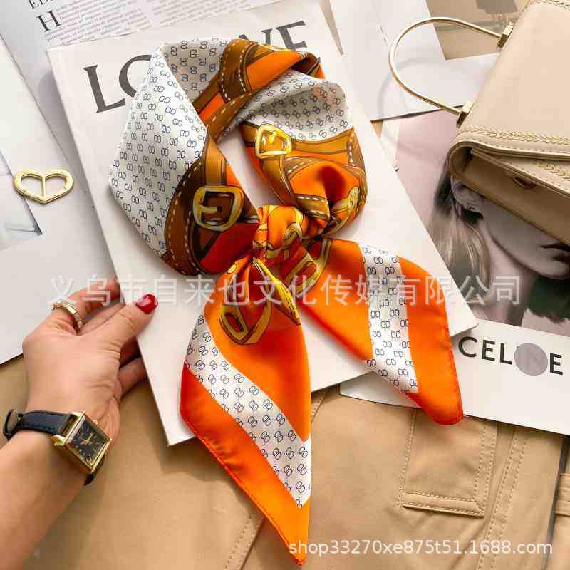 Vielseitiger Mode-Blumen-71 Imitation Seide Quadratisches Tuch Schal High-End Polka-Dot Hals Seidenschal Raute Frühling