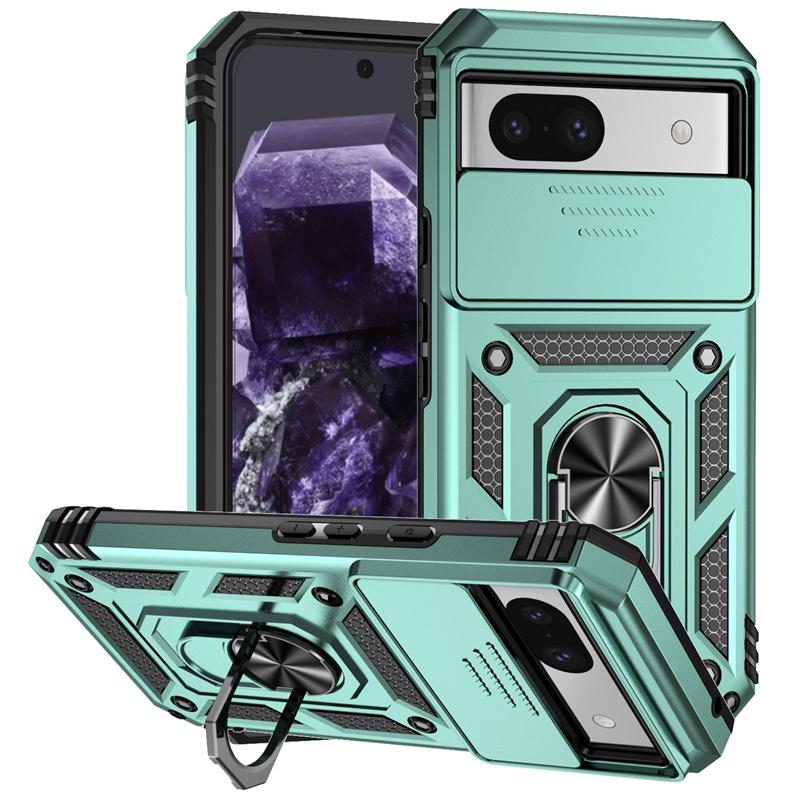 For Google Pixel 8A Case Car Magnetic Holder Ring Phone Case For Google Pixel 8 9 Pro Slide Camera Shockproof Armor Back Cover