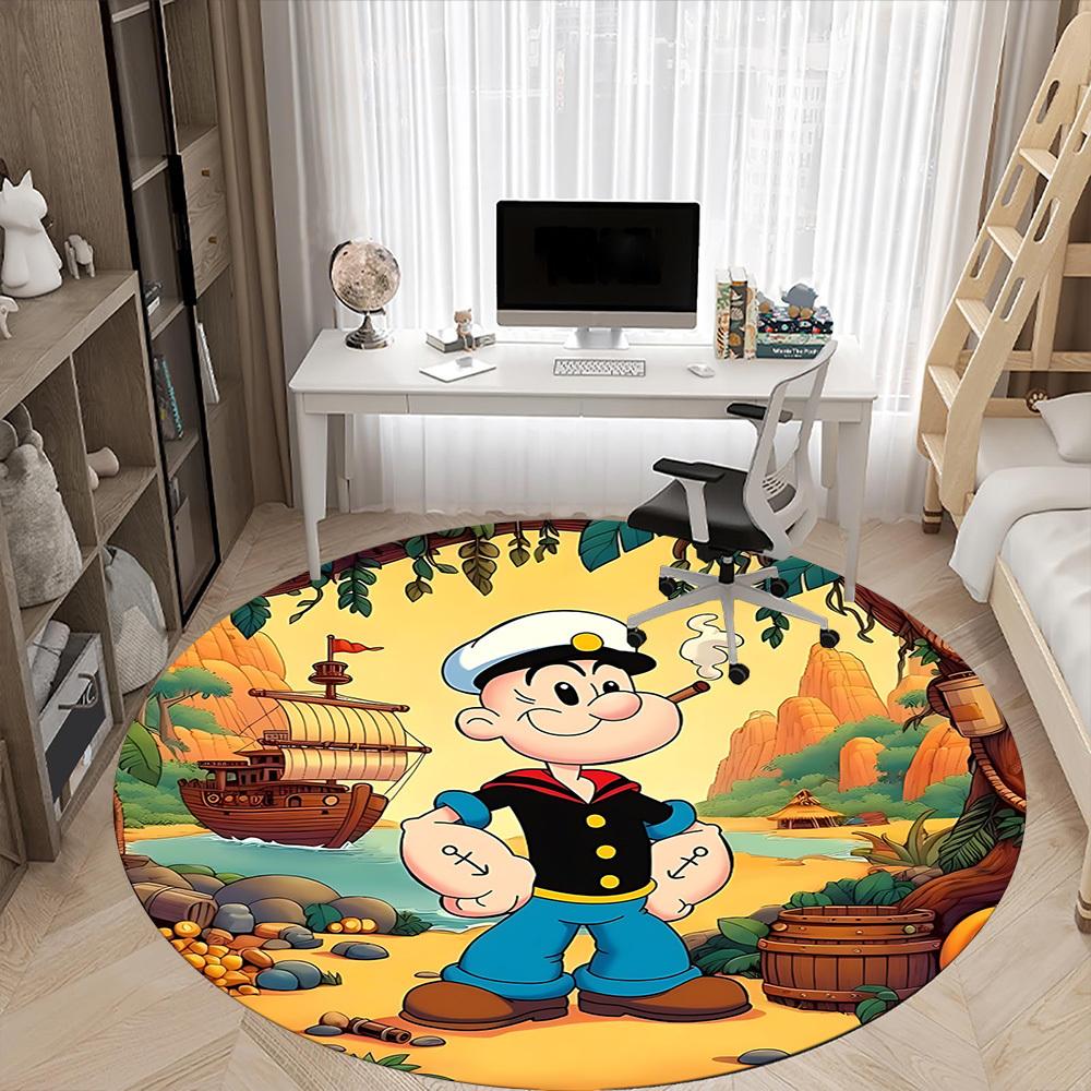 1pc Popeye Office Round Area Rug, Bedroom Living Room Home Decor, Room Deco,  Offic a1016083