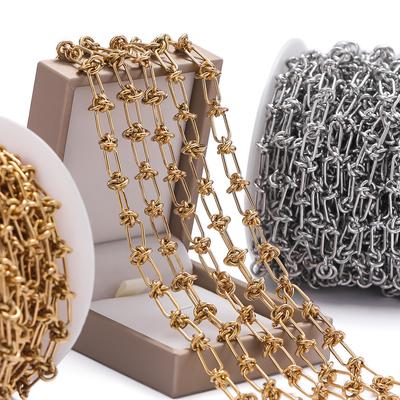 1m/39,37 tum Knutkedjor i Rostfritt Stål Gyllene Handgjorda Kedjor för DIY Halsband Armband Midjekedja Smyckestillverkning Kedja
