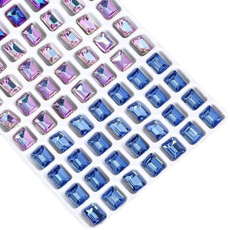 Shein Pointed Bottom Diamond Colorful Sugar Crystal Glass Diamond K9 Nail Drill Right Angle Large Rock Sugar Nail Drill