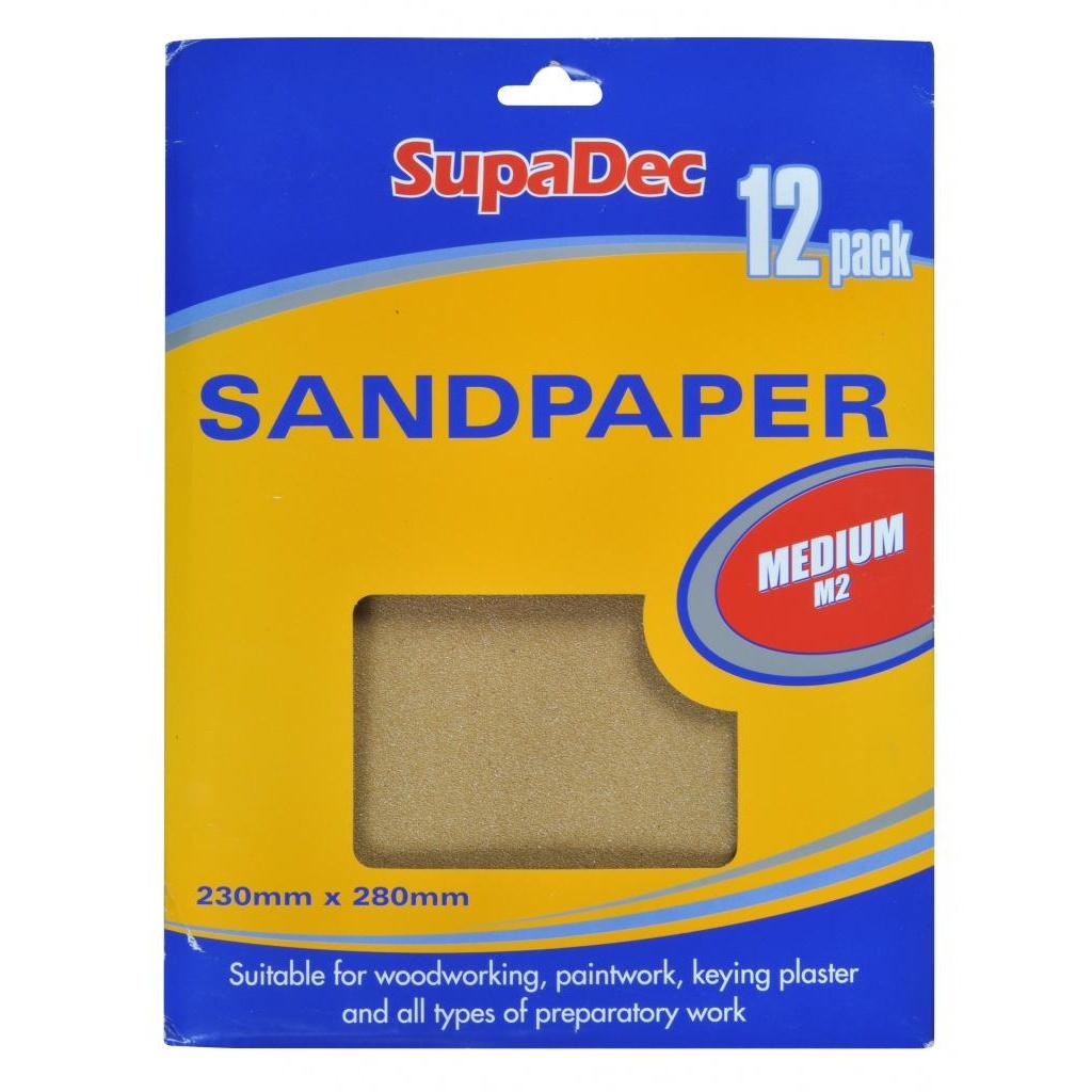 SupaDec General Purpose Sandpaper - Medium (Pack Of 12)