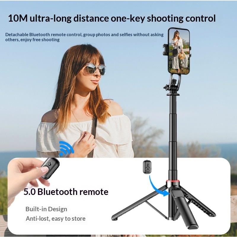 Magnetic Selfie Stick Phone Tripod With Wireless Remote 1/4" Travel Stand For Iphone Android Gopro Camera Mic Light