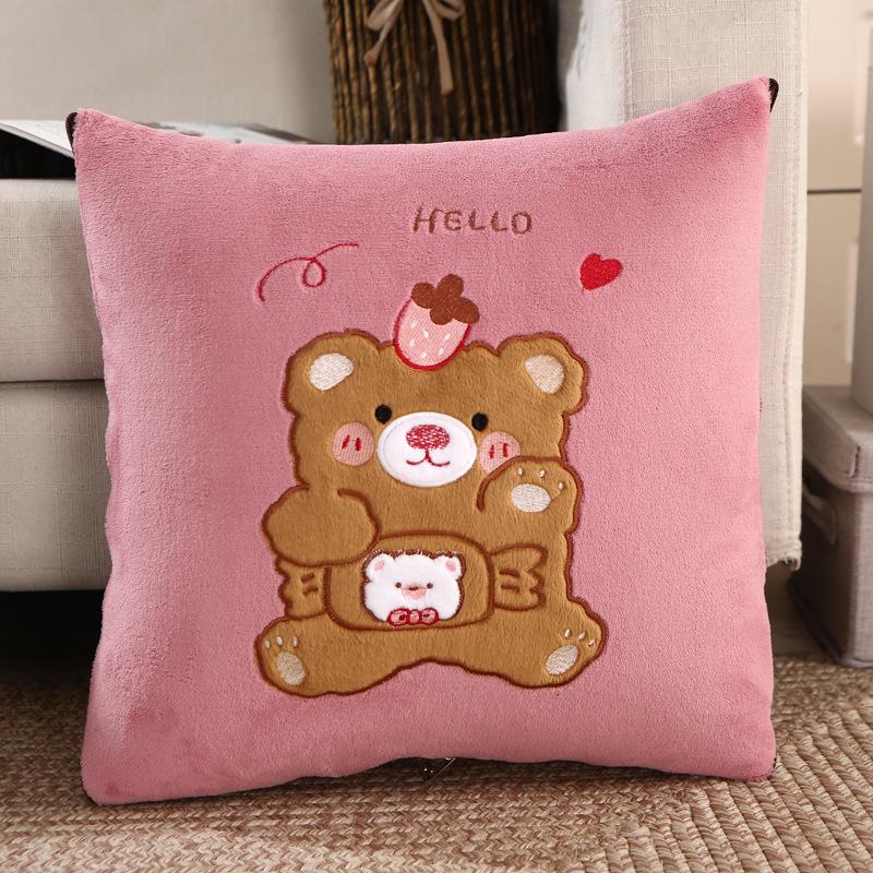 Double-Sided Milk Velvet Embroidered Pillow: Cozy Winter Cushion for Car & Gift