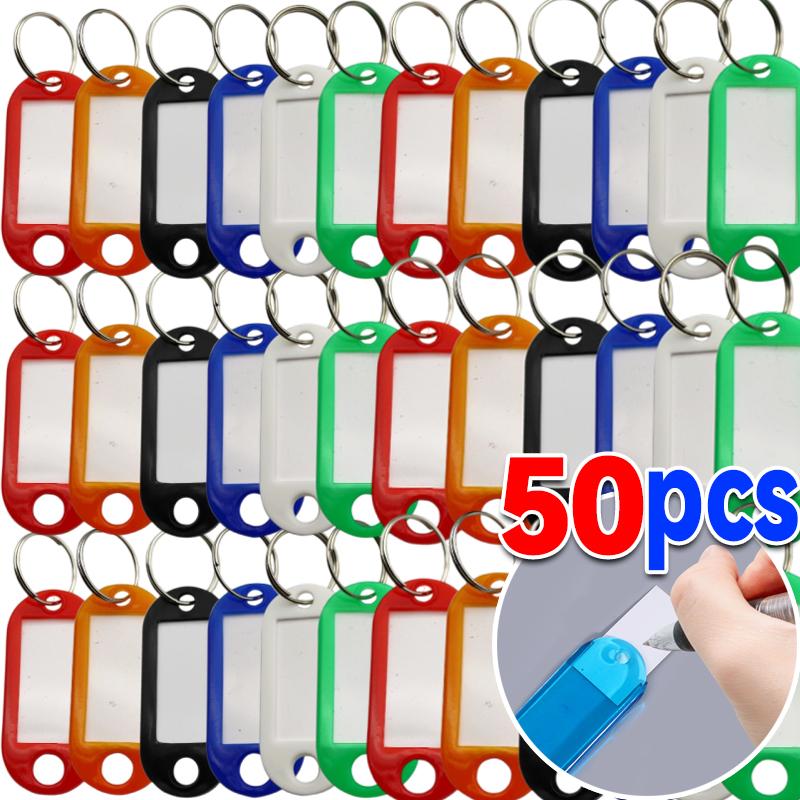 5-50pcs Multicolor Keychain Key Id Label Tags Luggage Id Tags El Number Classification Card Key Rings Keychain 5 Colors