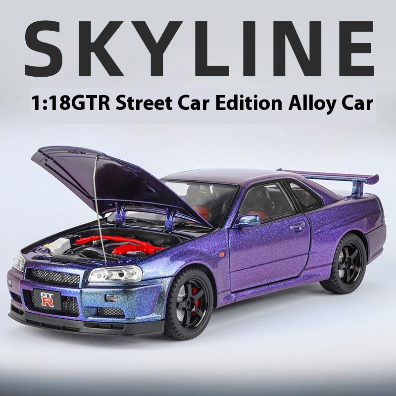 1/18 Nissan GTR Straßenauto Legierungsmodell, simulierter Sound und Licht, Vorderradlenkung, Vierradstoßdämpfung, Schreibtischdekoration