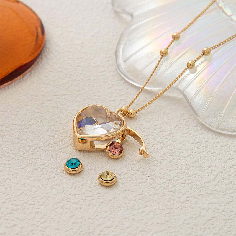 Love Glass Box Pendant Diy Necklace Birthday Month Gemstone Light Luxury Versatile  Jewelry Gift