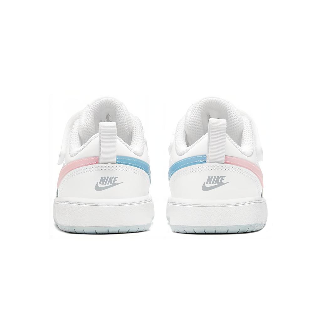 Nike Court Borough 2 MWH Slip Resistant Cushioning Abrasion Resistant Breathable Low top Toddler Shoes White Pink Blue DD3021-100