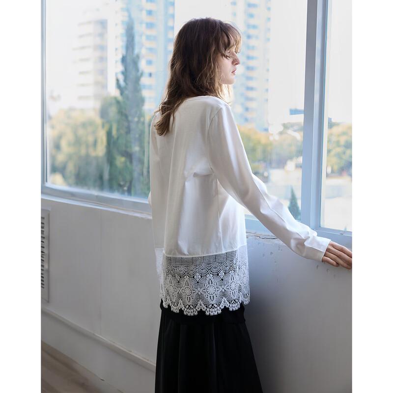 Demana Women's Cotton Lace Spliced T-Shirt