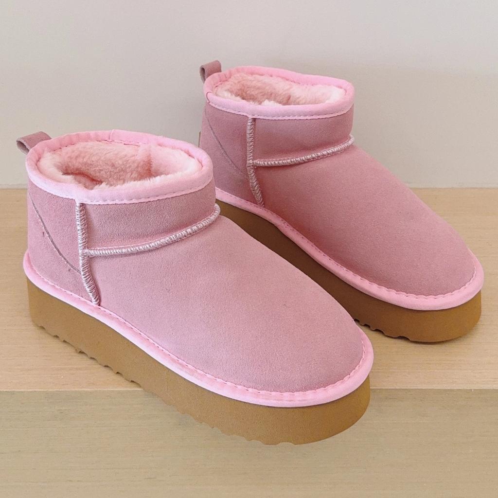 Classic Winter Shoes Women Ultra Mini Platform Snow Boots New Design Warm Genuine Leather Thick Sole Slippers Man Ankle Boots