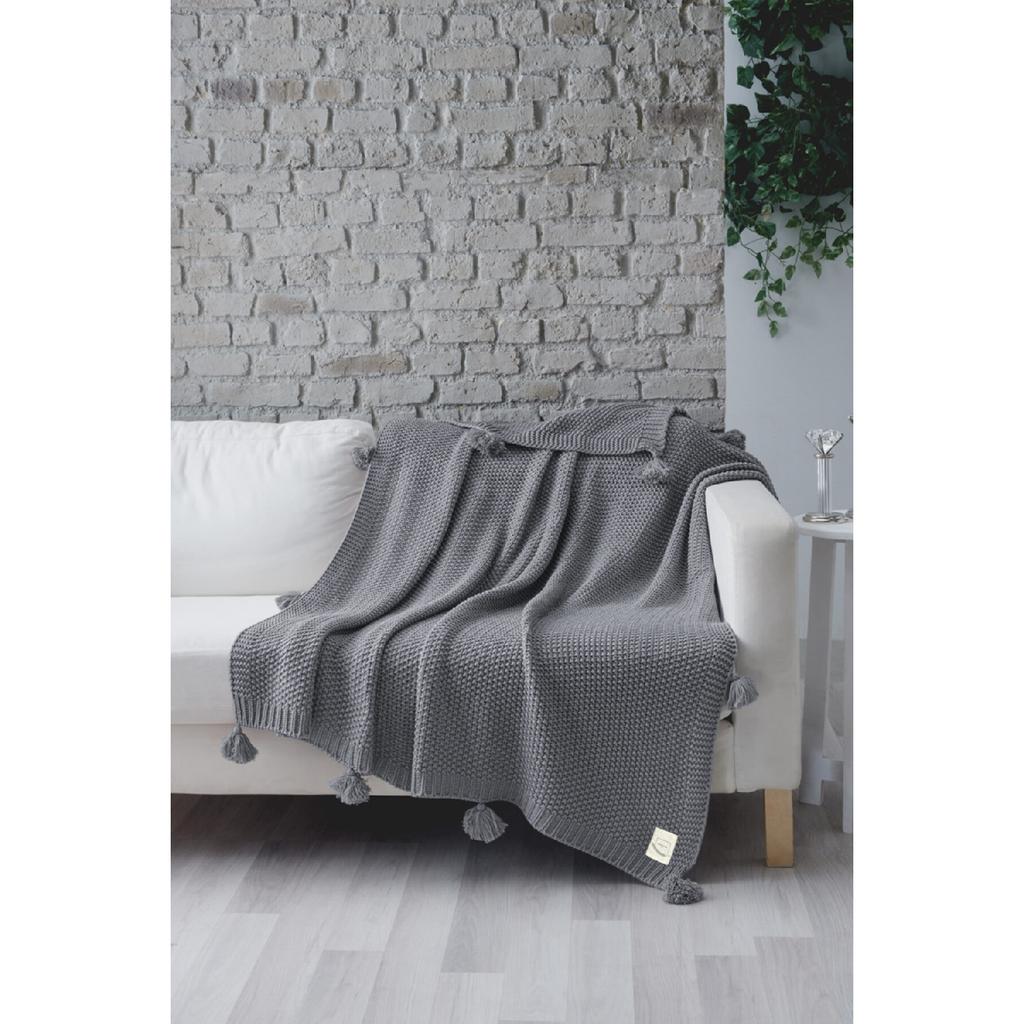 Valentinstagsgeschenk, Coco Rice, gestrickte Pompom-Strickwaren, TV-Decke, Sofa-Überwurf, Khaki