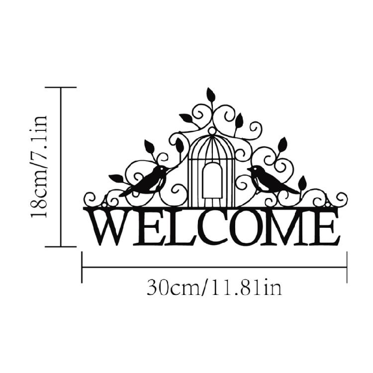 Welcome Sign Metal Sculpture Wall Decors Bird Hanging Pendants for Livingrooms