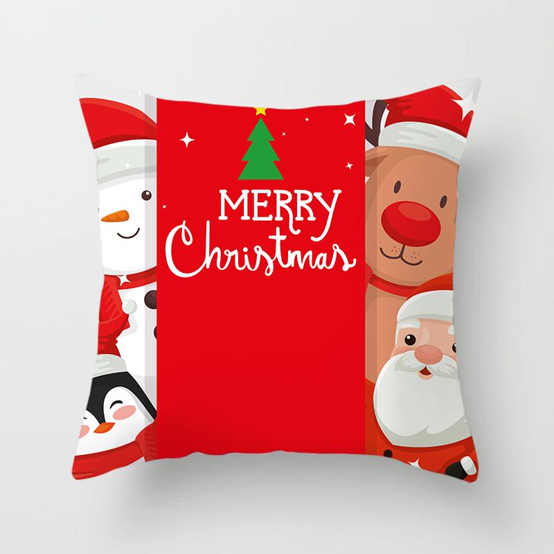 Cartoon Santa Claus Pillowcase Sofa Kids Room Decoration Merry Christmas Cushion Cover