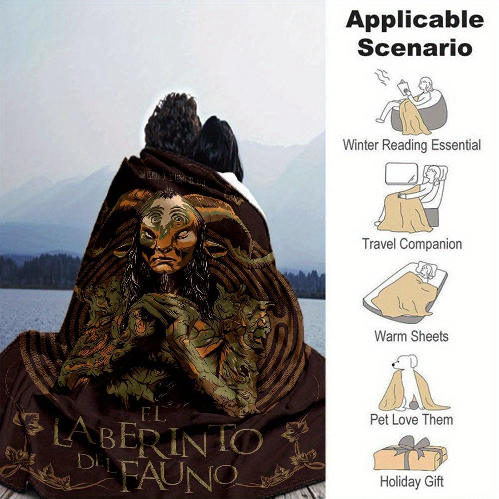 1pc Faun,Labyrinth,Guillermo Digital Printed Flannel Blanket, Super Soft Plush Fleece Bed Cover, Multipurpose Four Seasons Hypoallergenic Qu 150x180cm
