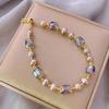 Vintage Purple Imitation Pearl Bracelet for Women Girls Fashion Design Crystal Adjustable Chain Jewelry Gifts