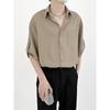 Hanging Five Quarter Sleeve Shirt For Men, Ice Silk Non Ironing Trendy Brand Top, Loose And Versatile Men'S Short Sleeved Shirt, Summer