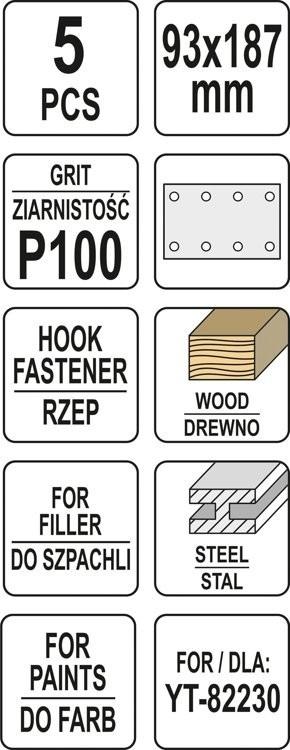 SANDPAPER 90MM X 187MM P100 YT-83803 YATO