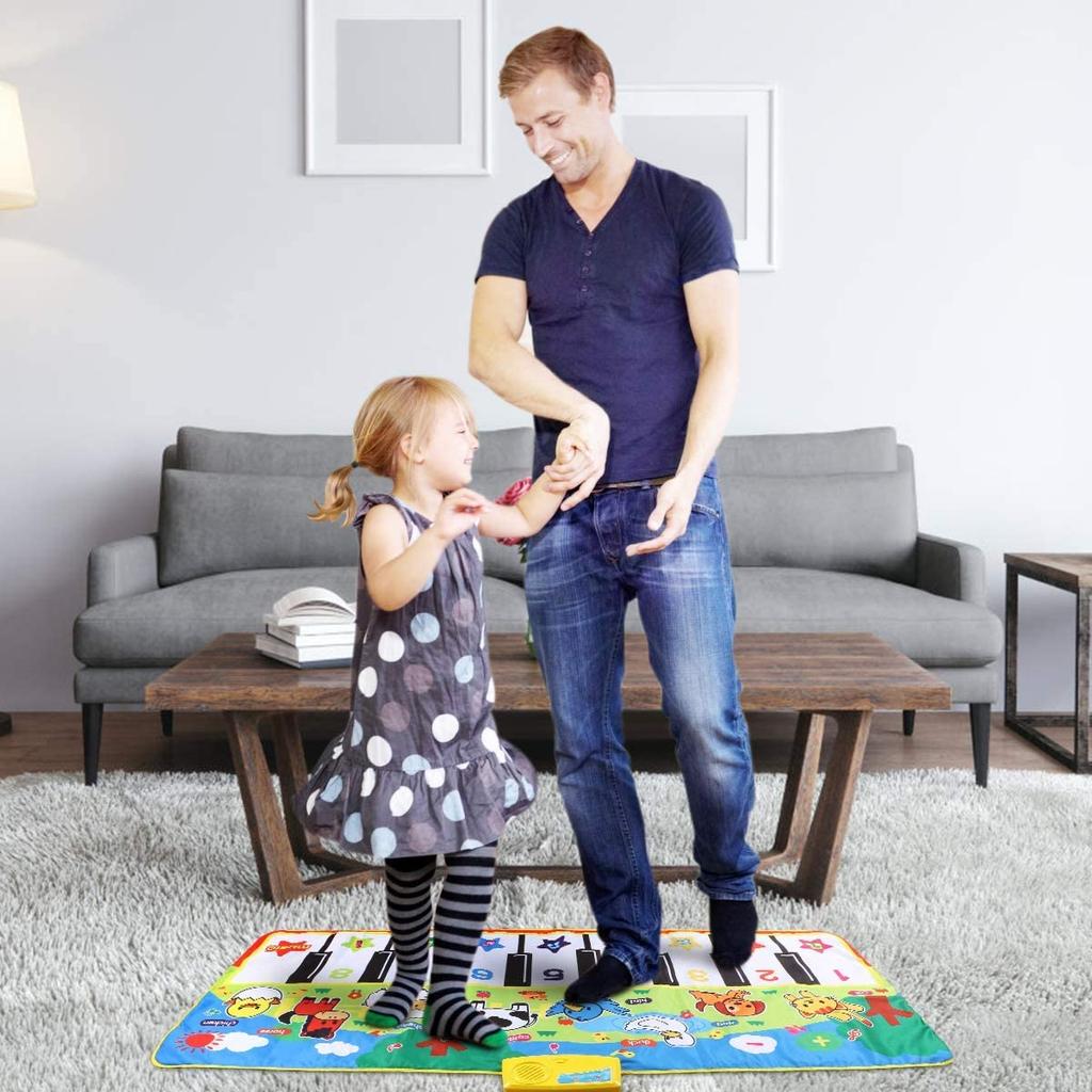 Musikalische Matten, Tastatur, Klavier, Spielmatte, Tanzfläche, Musikmatte, Tierdecke, Teppich, Spielmatte, frühes Lernspielzeug für Kinder, Babys, Kleinkinder (53,2 x 23,6 Zoll)