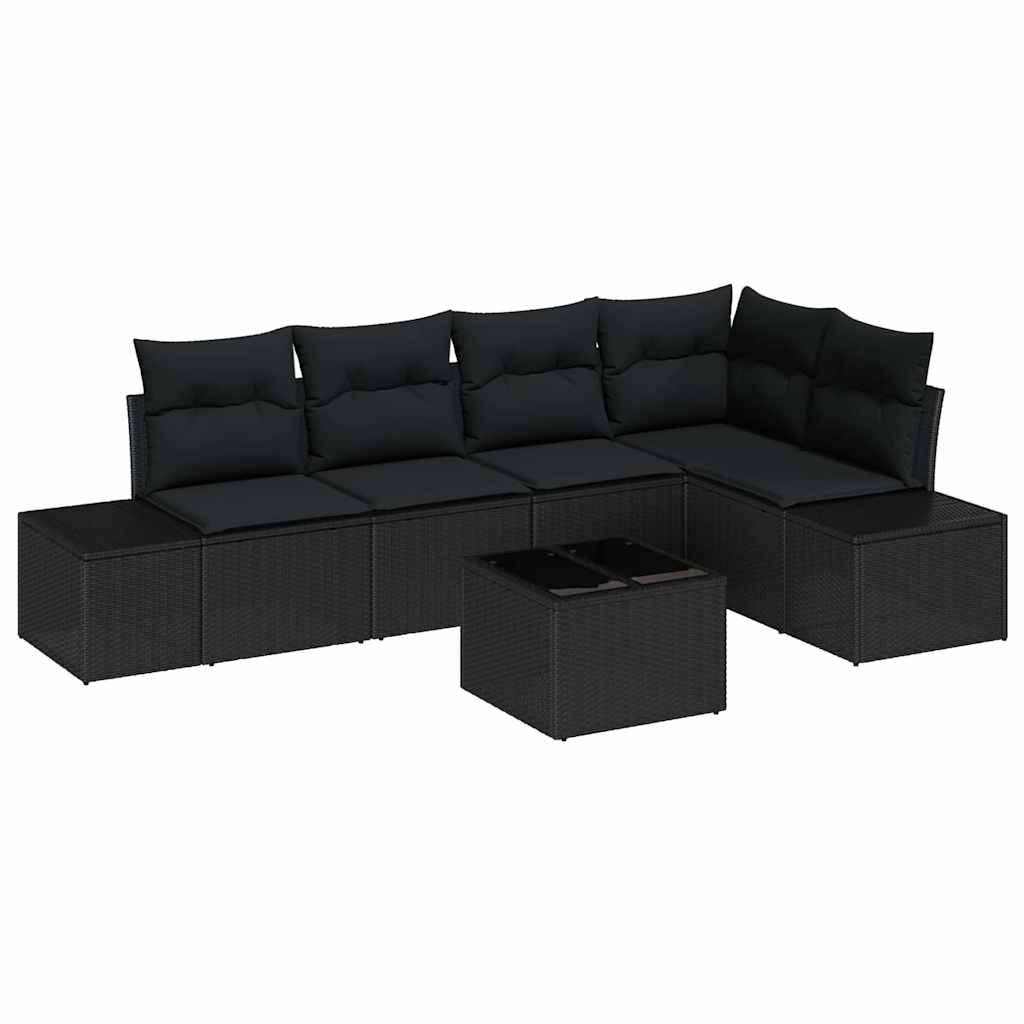 Garden Sofa Set with Storage Black Poly Rattan