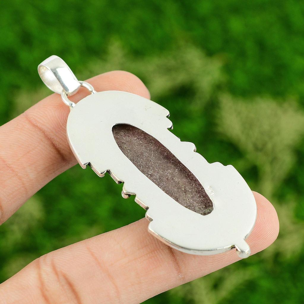 925 Sterling Silver Natural Rhodonite Engagement Handcrafted Anniversary Pendant
