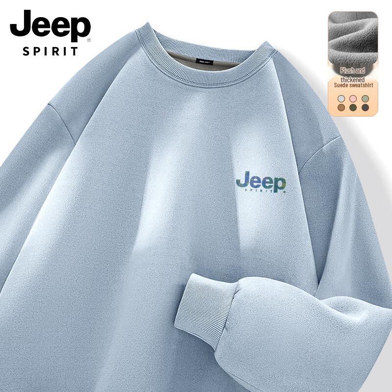 JEEP SPIRIT Men's Plush Lined Round Neck Sweatshirt