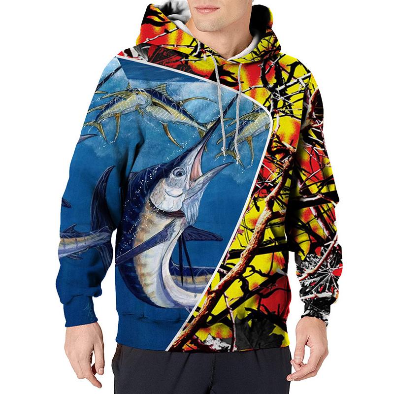 

Осенняя новая мужская тонкая толстовка с принтом синей рыбы, повседневная удобная толстовка с 3D цифровой печатью для мужчин и женщин, бейсбольная форма для пар XS синий