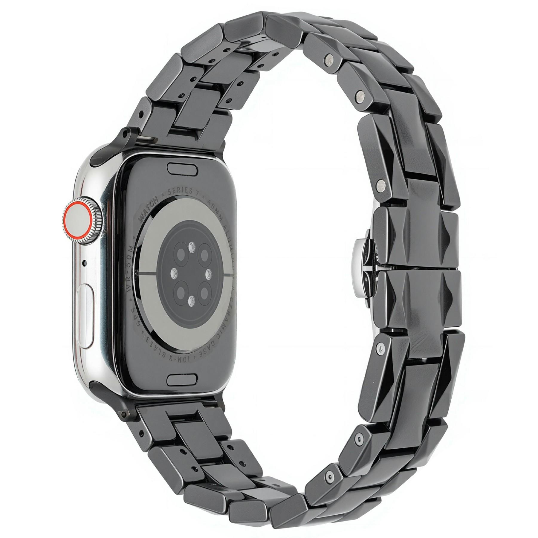 

Watch Band For Apple Watch Series 10 Ultra 9 8 7 SE 6 5 4 3 2 1 46mm 49mm 45mm 44mm 42mm Ceramic Rhombus Grid Pattern Strap Black
