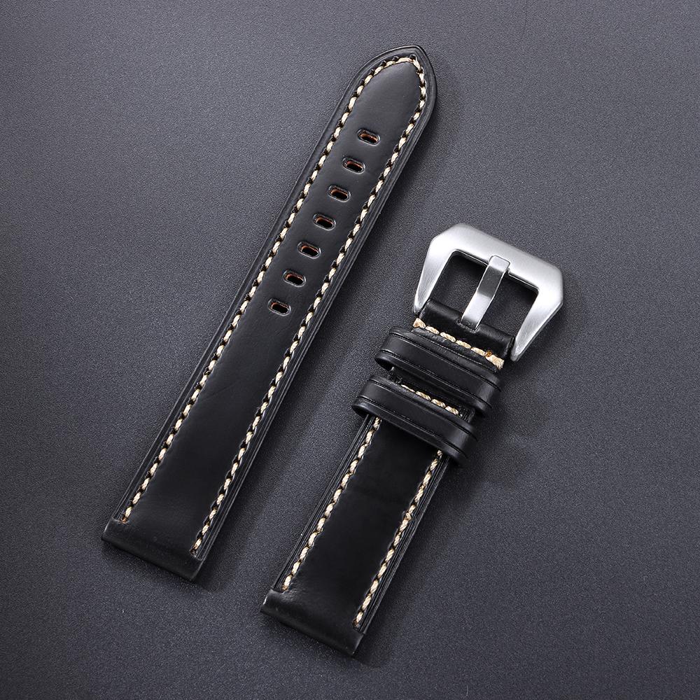 

20mm 22mm 24mm 26mm Cowhide Universal Watch Strap for Omega for Panerai Vintage Soft Business Brown Bracelet for Men Women 20mm чорний