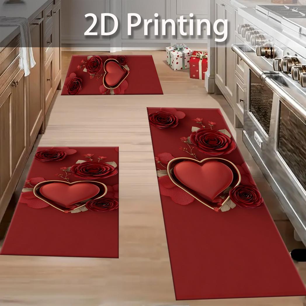 

VIKAMA Red Premium Carpet Love Heart Valentine s Day Doormat Welcome Mat Kitchen Rug Carpet For Live Room Rug For Bedroom Home D 40X60CM (1.3X2FT