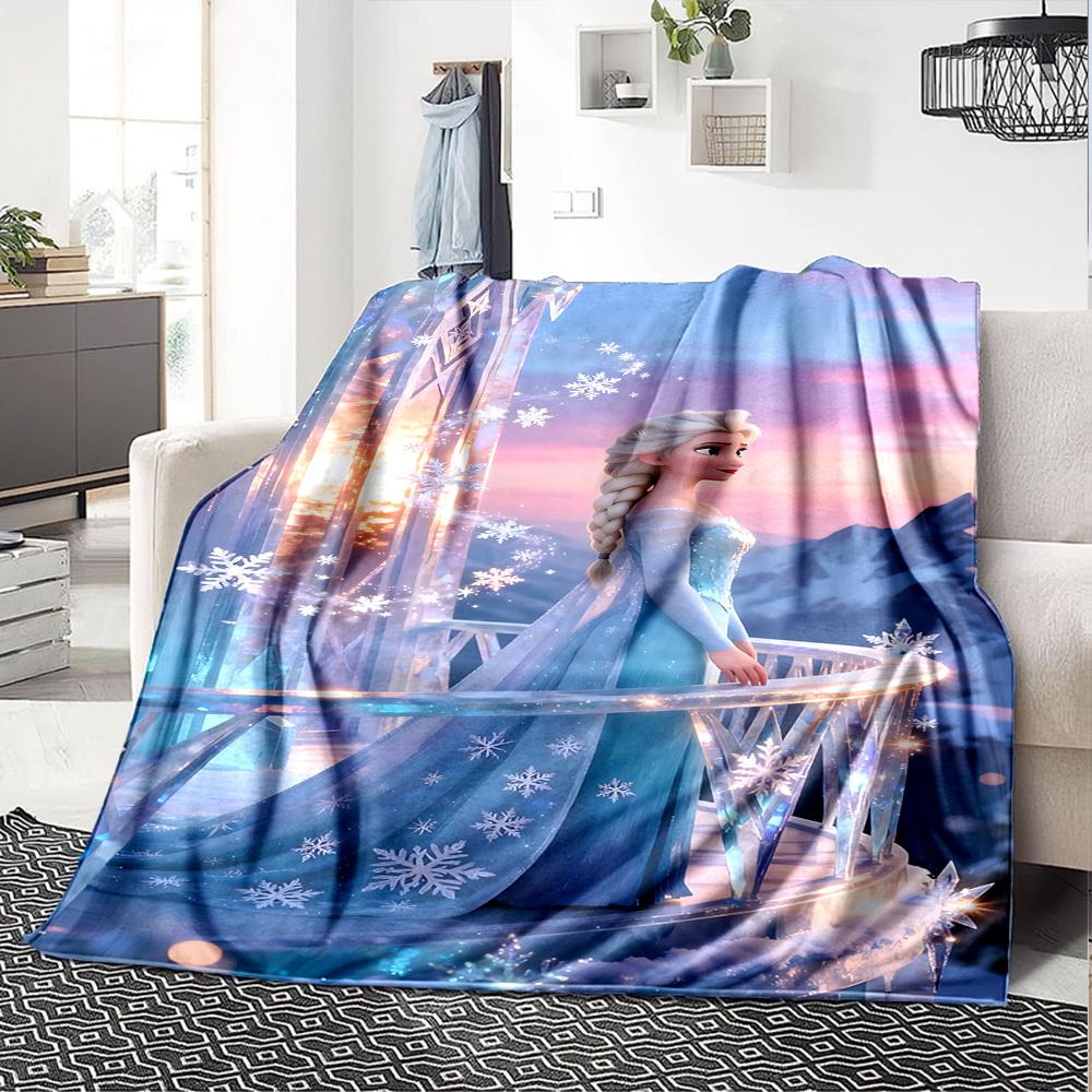 1pc snowflake, Elsa blanket Lightweight Flannel Throw for Sofa Bed Travel Camping Livingroom Office Couch Chair
